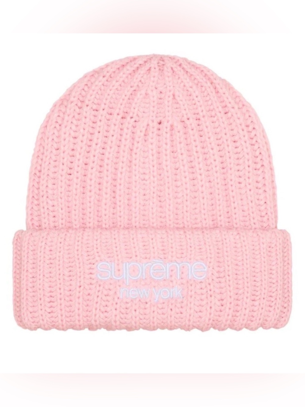 Supreme Chunky Rib Classic Logo Beanie Pink